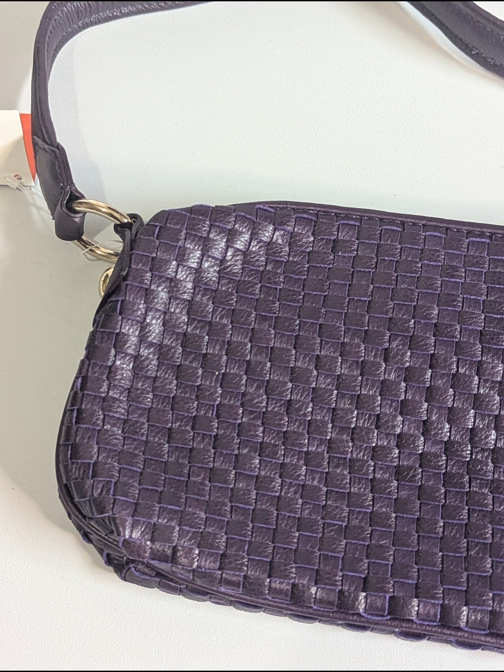 Elliott Lucca NWT 100% Cow Leather Woven Purple Shoulder Bag - Picture 11 of 16